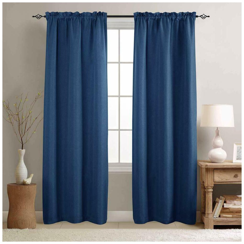 

2 Panels Room Darkening Curtains Thermal Insulated Linen Textured Window Curtain