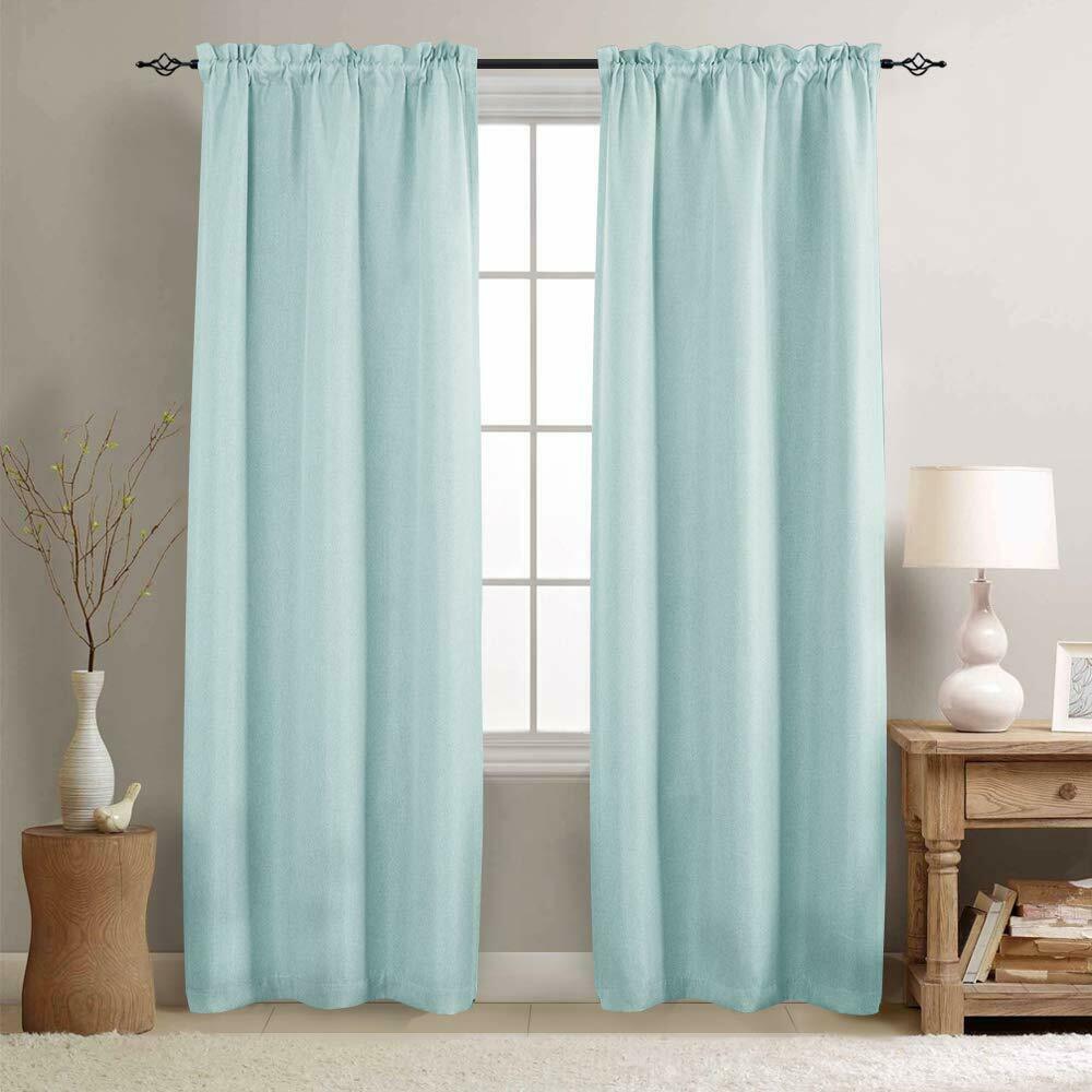

2 Panels Room Darkening Curtains Thermal Insulated Linen Textured Window Curtain