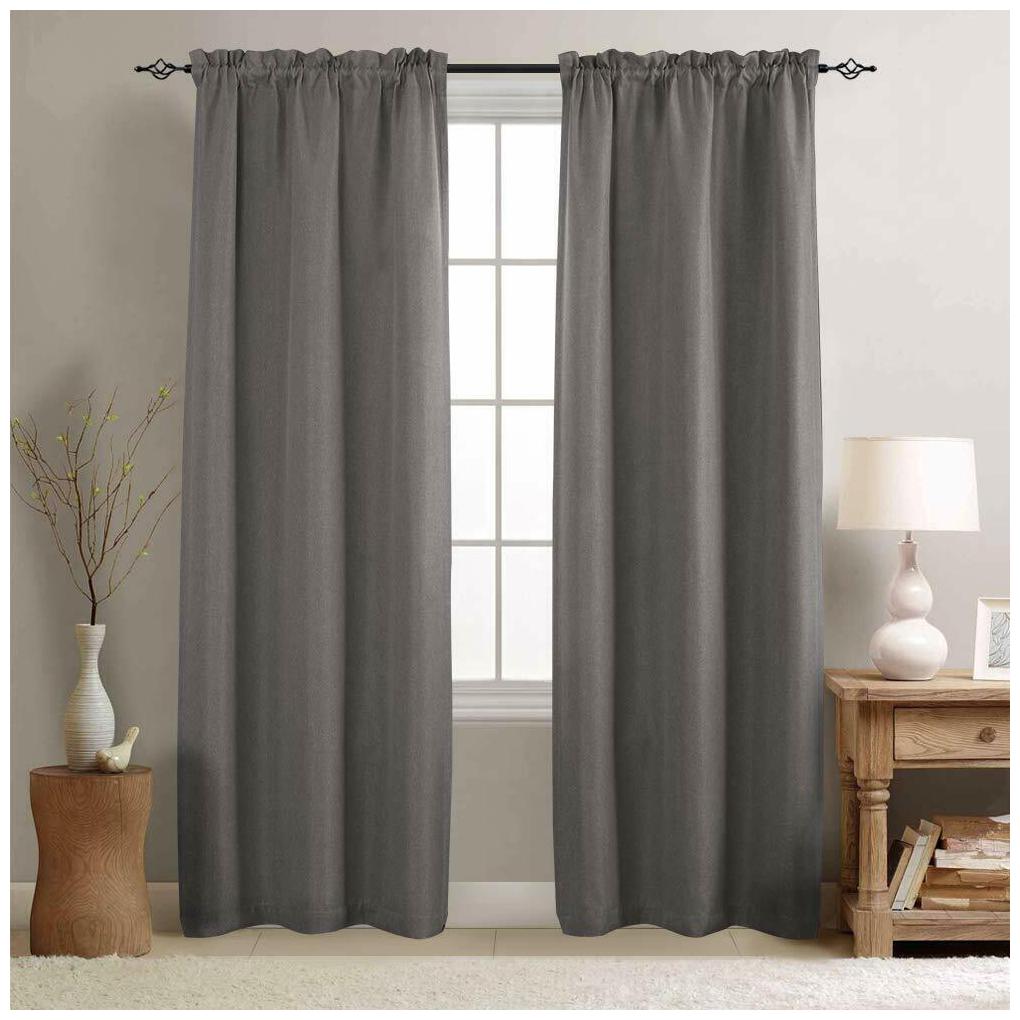

Faux Linen Blackout Curtains for Bedroom Rod Pocket 2 Panels