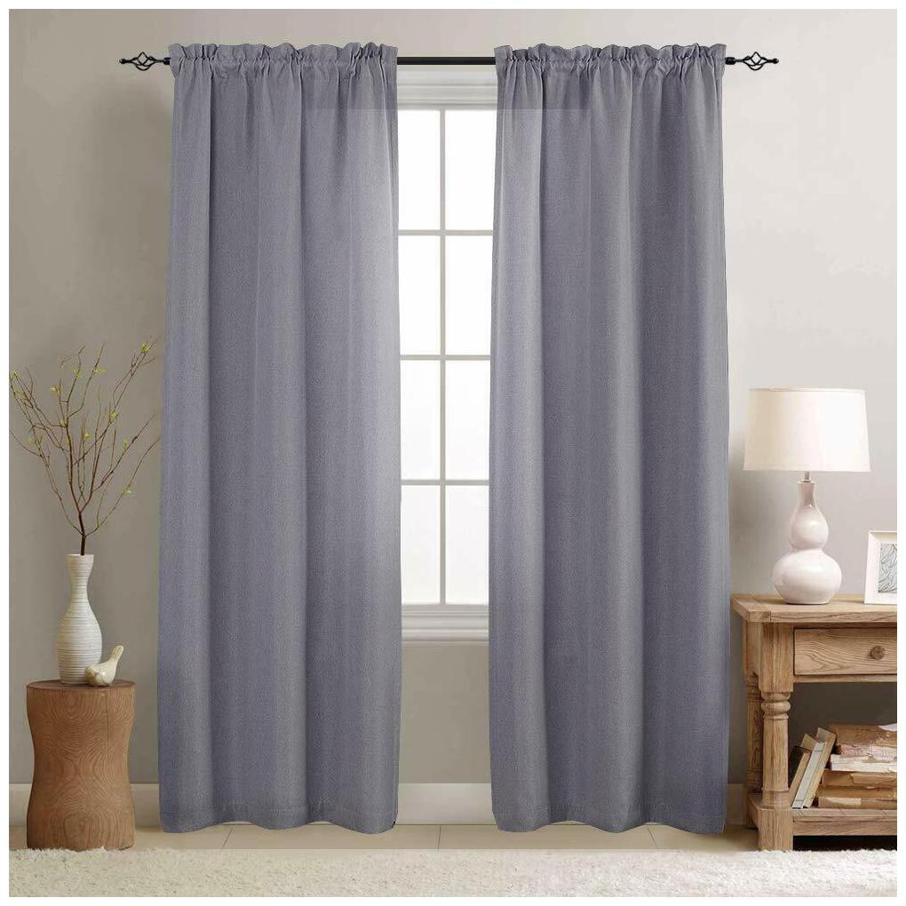 

2 Panels Room Darkening Curtains Thermal Insulated Linen Textured Window Curtain