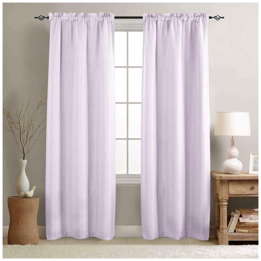 

Faux Linen Blackout Curtains for Bedroom Rod Pocket 2 Panels
