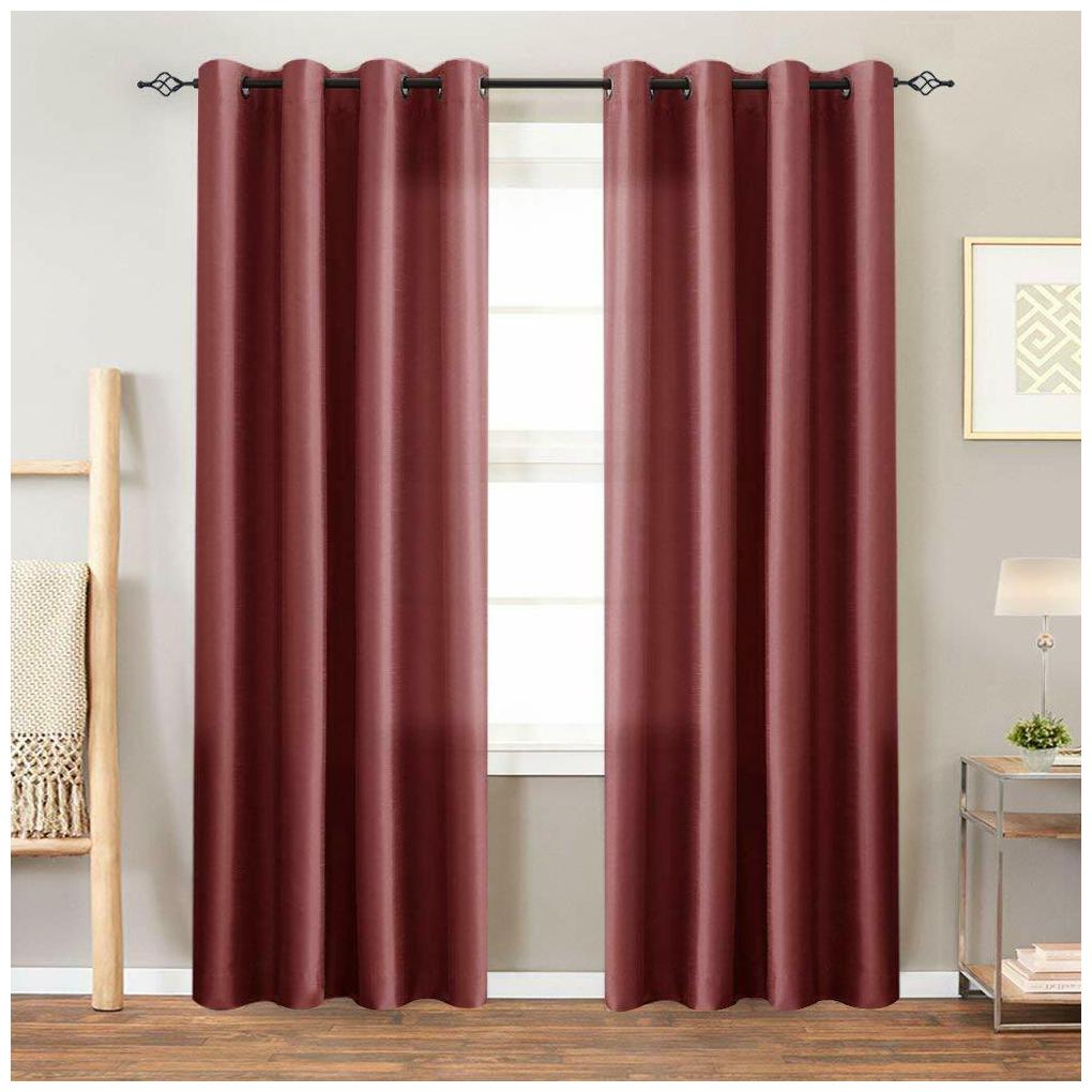 

Faux Silk Window Curtains for Living Room Light Filtering Satin Drapes 2 Panels