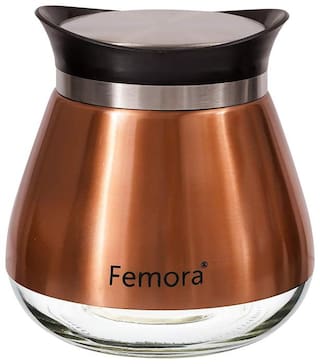 Buy Femora Clear Glass Modern Matt Metallic Steel Jars For Kitchen
