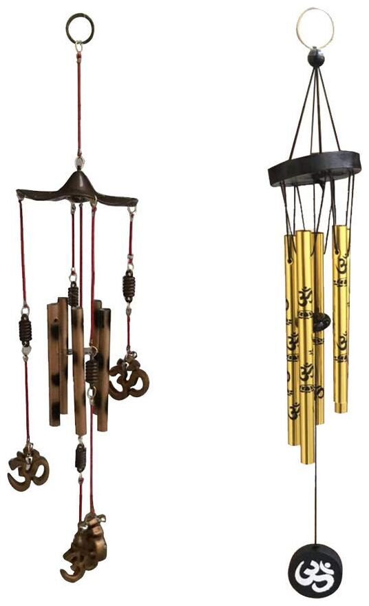 

Feng Shui Combo of Om Wind Chimes and Golden 5 Pipes Om Wind Chime