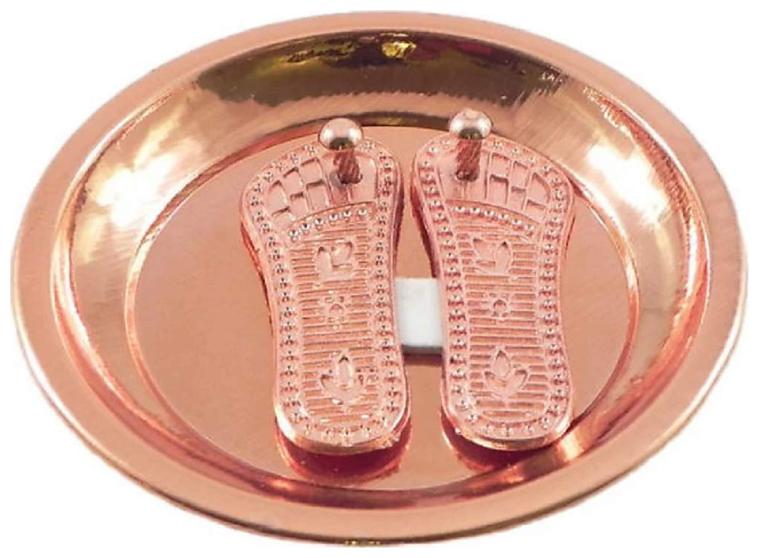 

Festival Special Maa Laxmi Charan Paduka With Copper Plate Decorative Showpiece