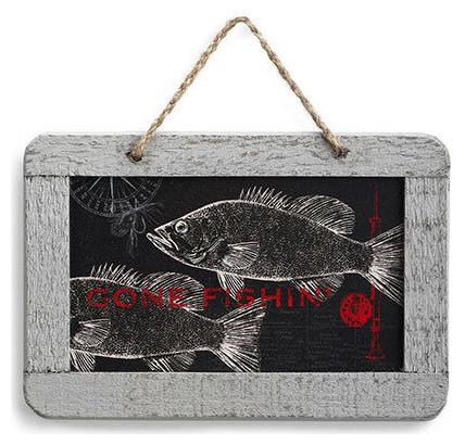 

Fishermans Gone Fishin Fishing Fish Rod Reel Wood Wall Plaque Sign Display New