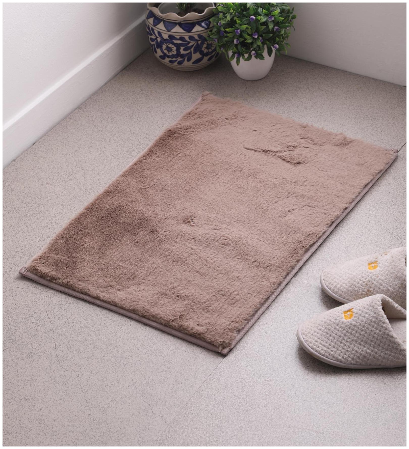 

Flooring India Mocha Polyester Ruffle Solid 16x24 Inch Anti Skit Door Mat