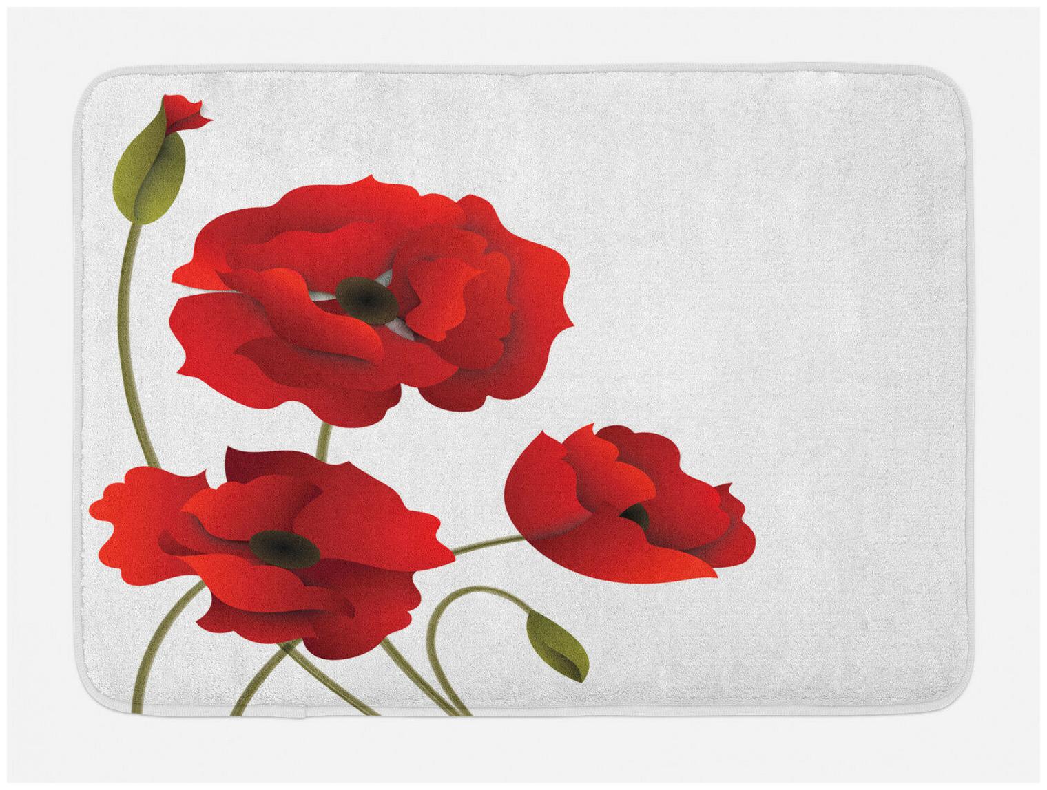 

Floral Bath Mat Flowers Petals and Buds Non-Slip Plush Mat 29 5 X 17 5 Inches