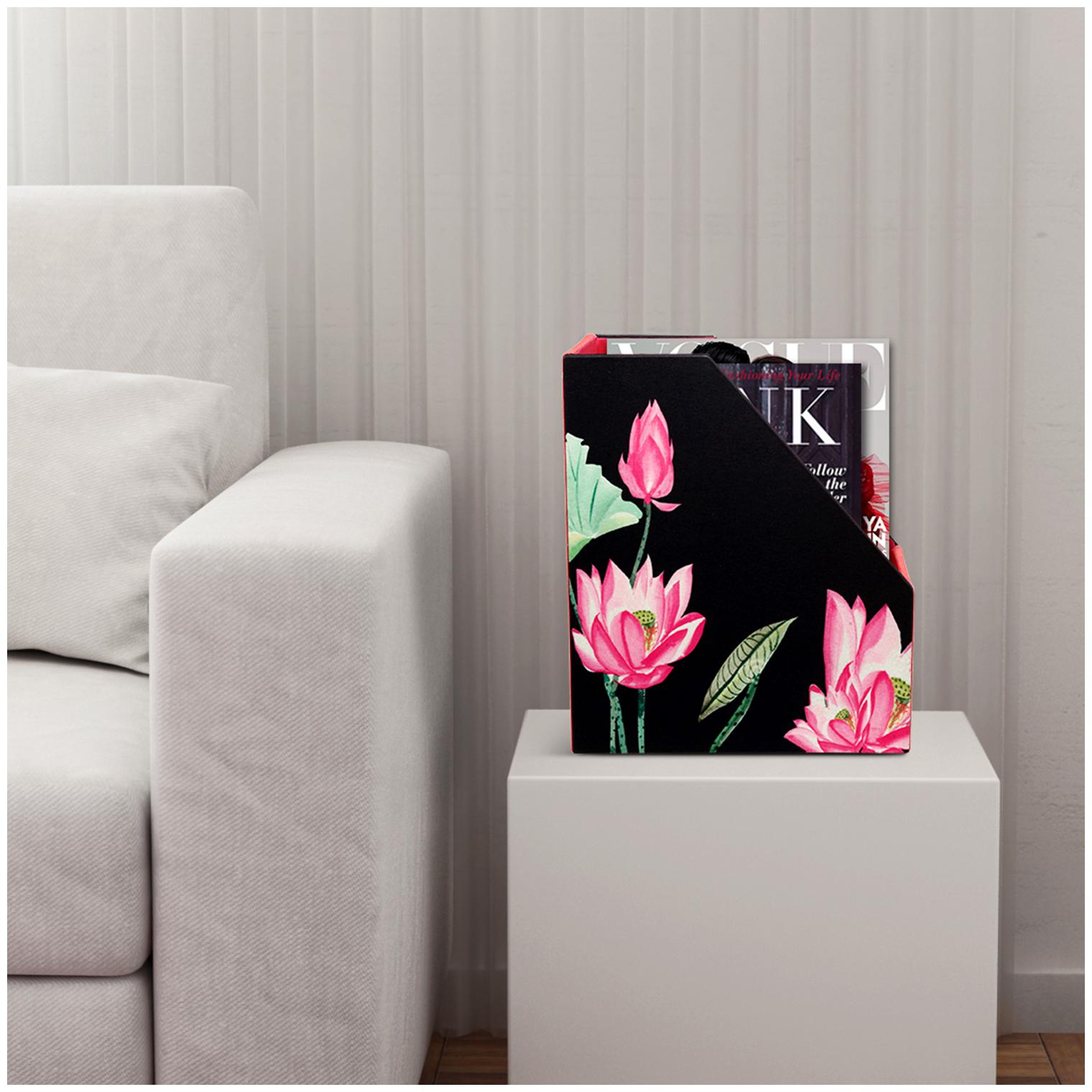 

Floral Black MDF Magazine Rack