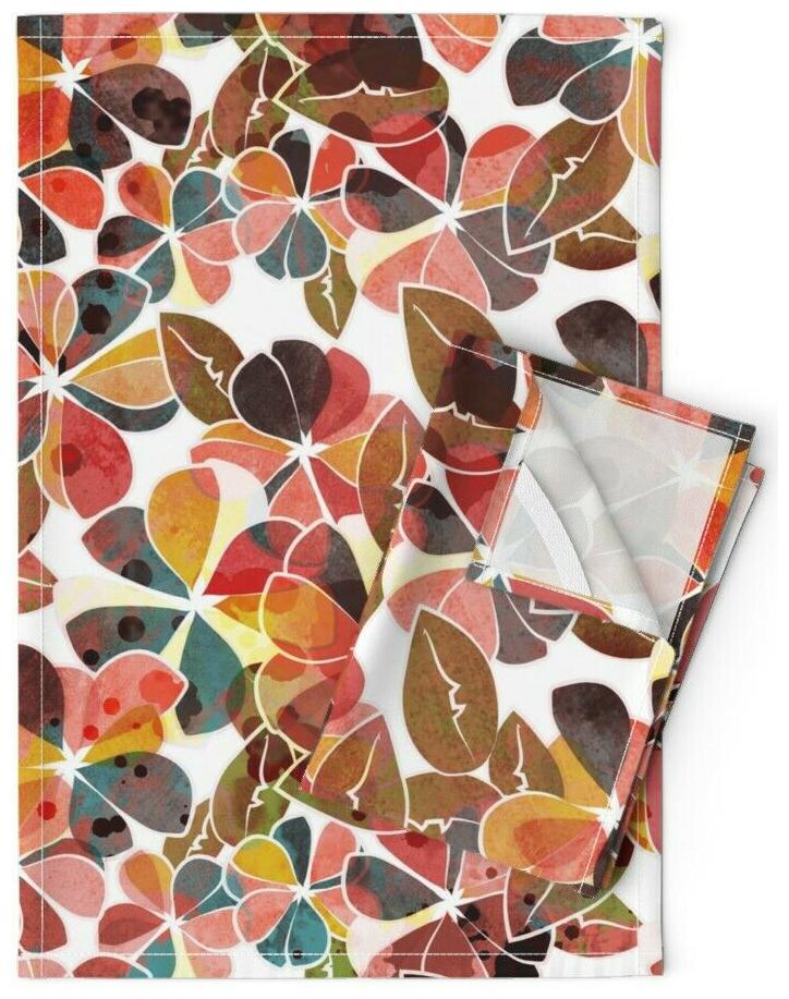 

Floral Botanical Jungle Spring Linen Cotton Tea Towels by Roostery Set of 2
