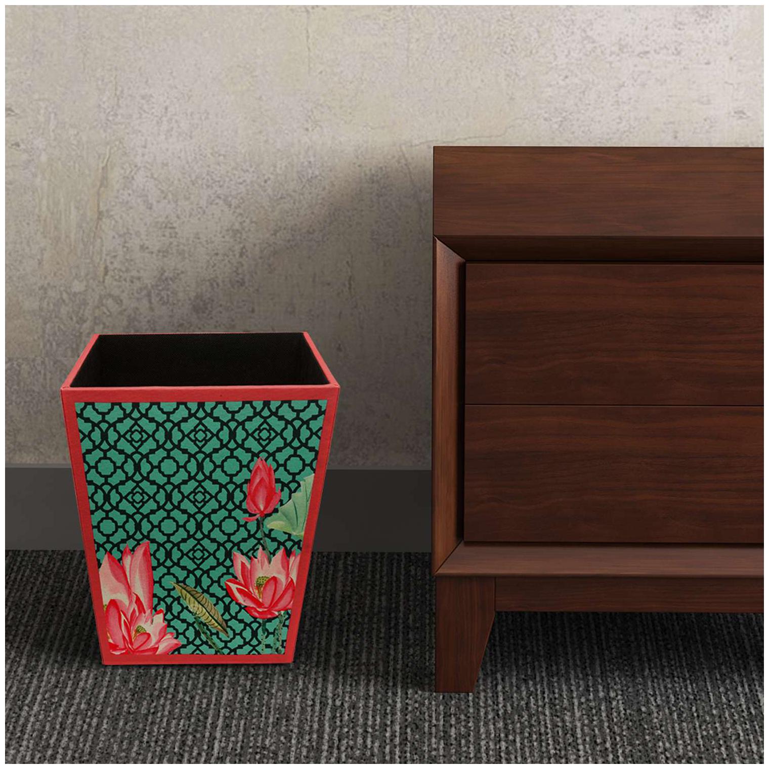 

Floral Green 11 5L MDF Wood Bin