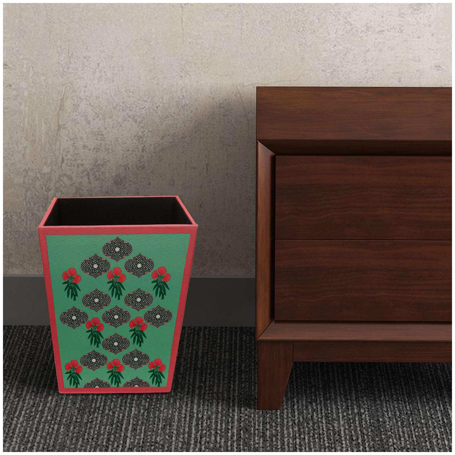 

Floral Green 11 5L MDF Wood Bin