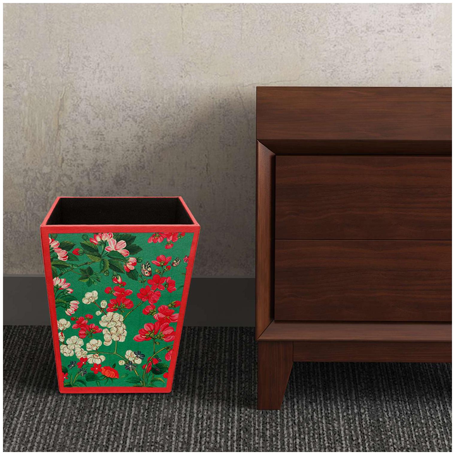 

Floral Green 11 5L MDF Wood Bin