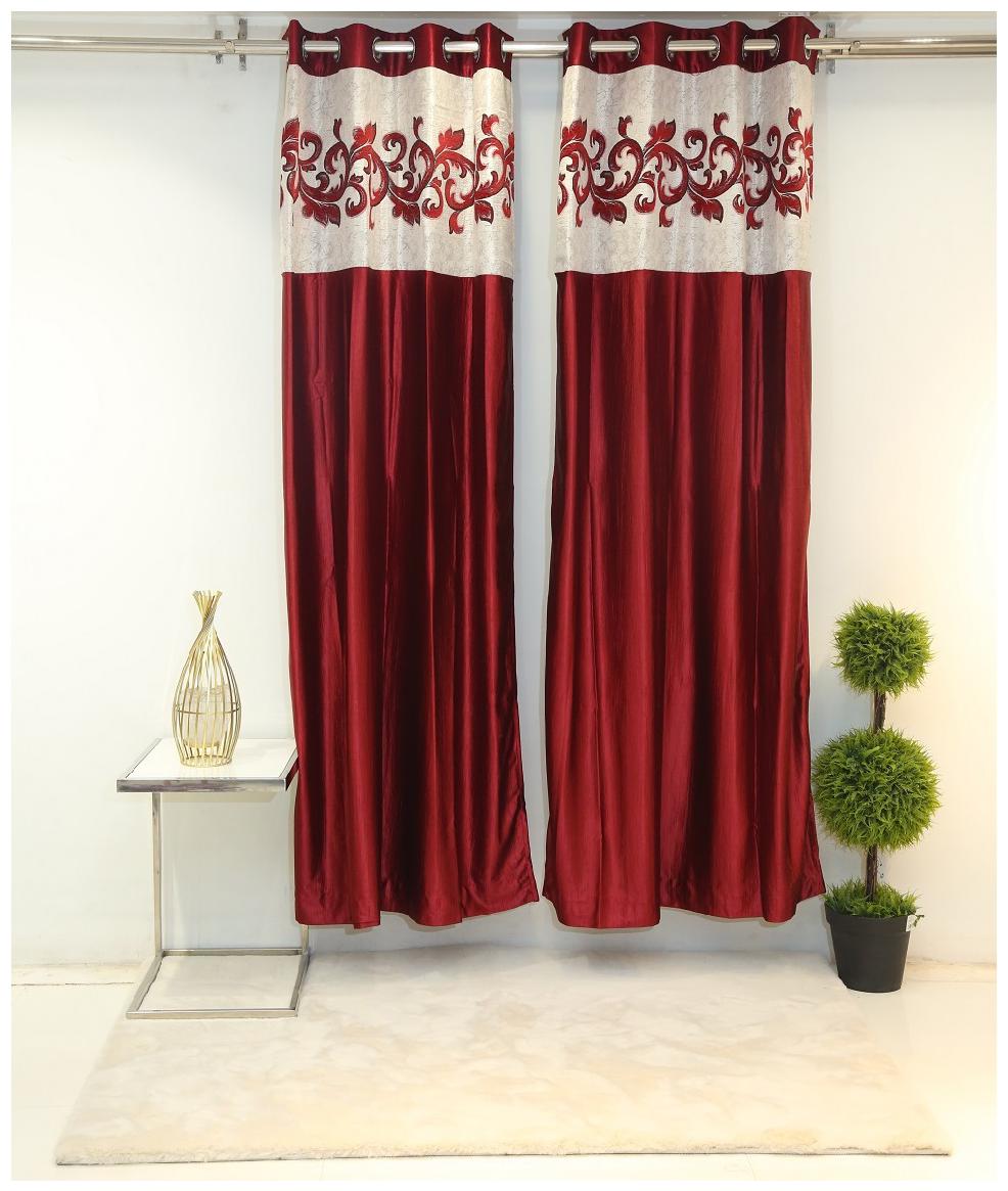 

Florance Polyester Door Blackout Red Regular Curtain ( Eyelet Closure Floral )