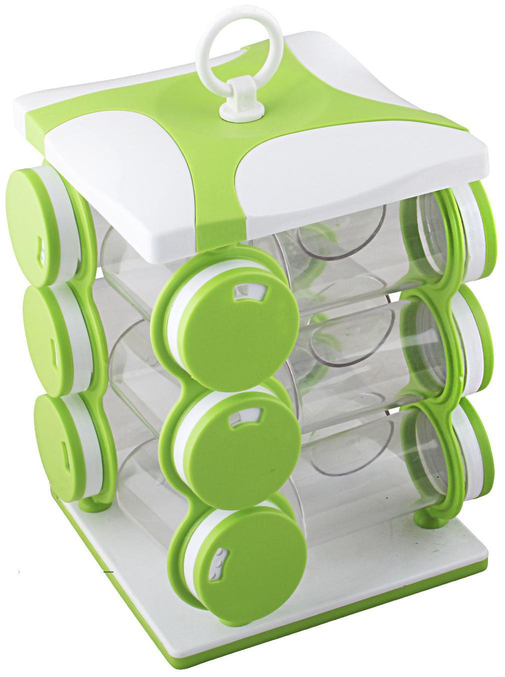 

Floraware 12-Jar Revolving Spice Rack Masala Box Green