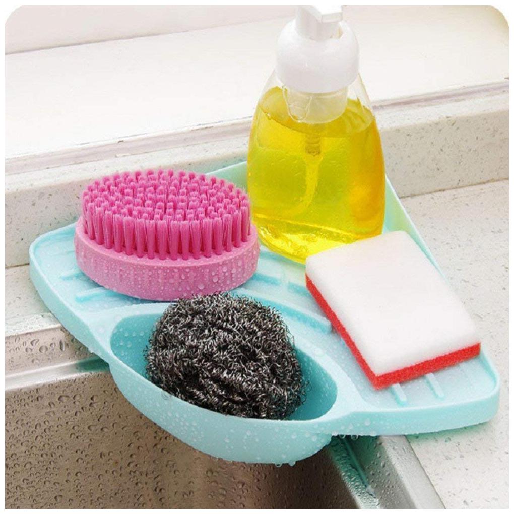 

Floraware Creative Useful Multipurpose Must Have Corner Sink Wash Basin Storage Organizer Rack Blue