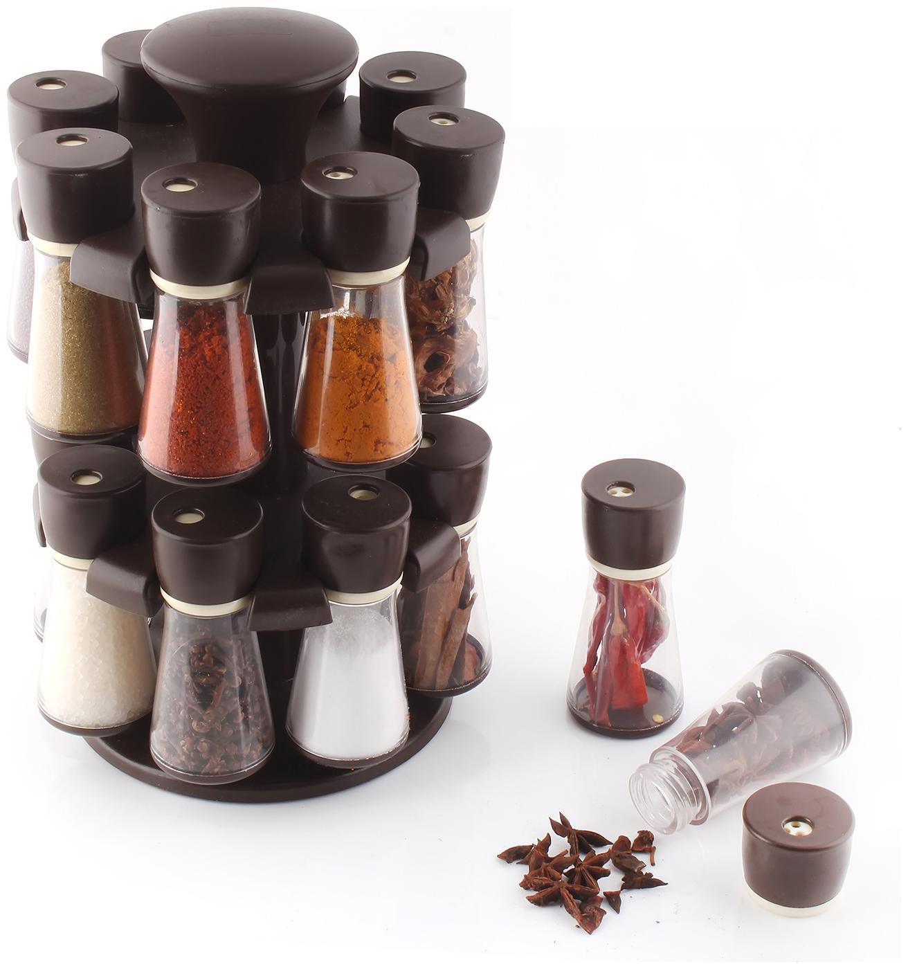 

Floraware Plastic 16-Jar Revolving Spice Rack Dark Brown