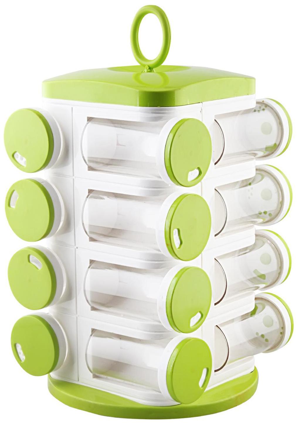 

Floraware Plastic Revolving Spice Rack Set Set of 16 Green