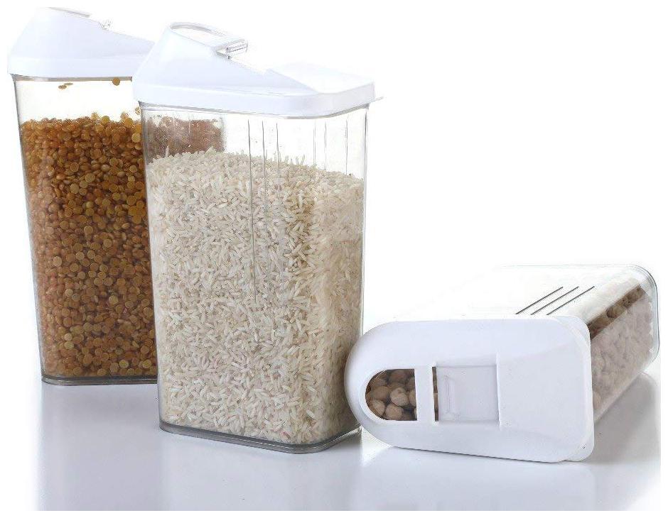 

Floraware Plastic Easy Flow Storage Jar with Lid for Cereals Rice and Pulses - 1100 ml Plastic Grocery Container