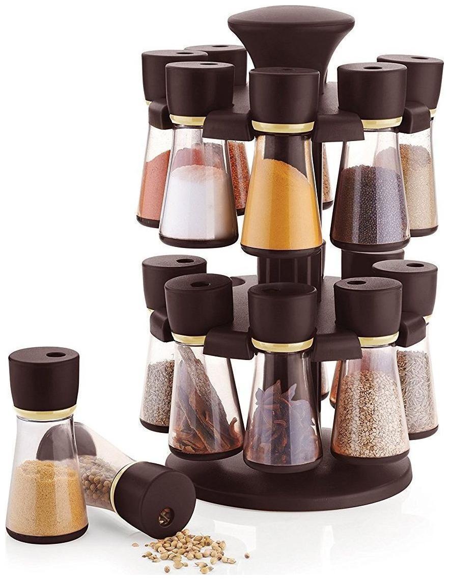 

Floraware Revolving 16-Jar Spice Rack Masala Box Masala Box brown