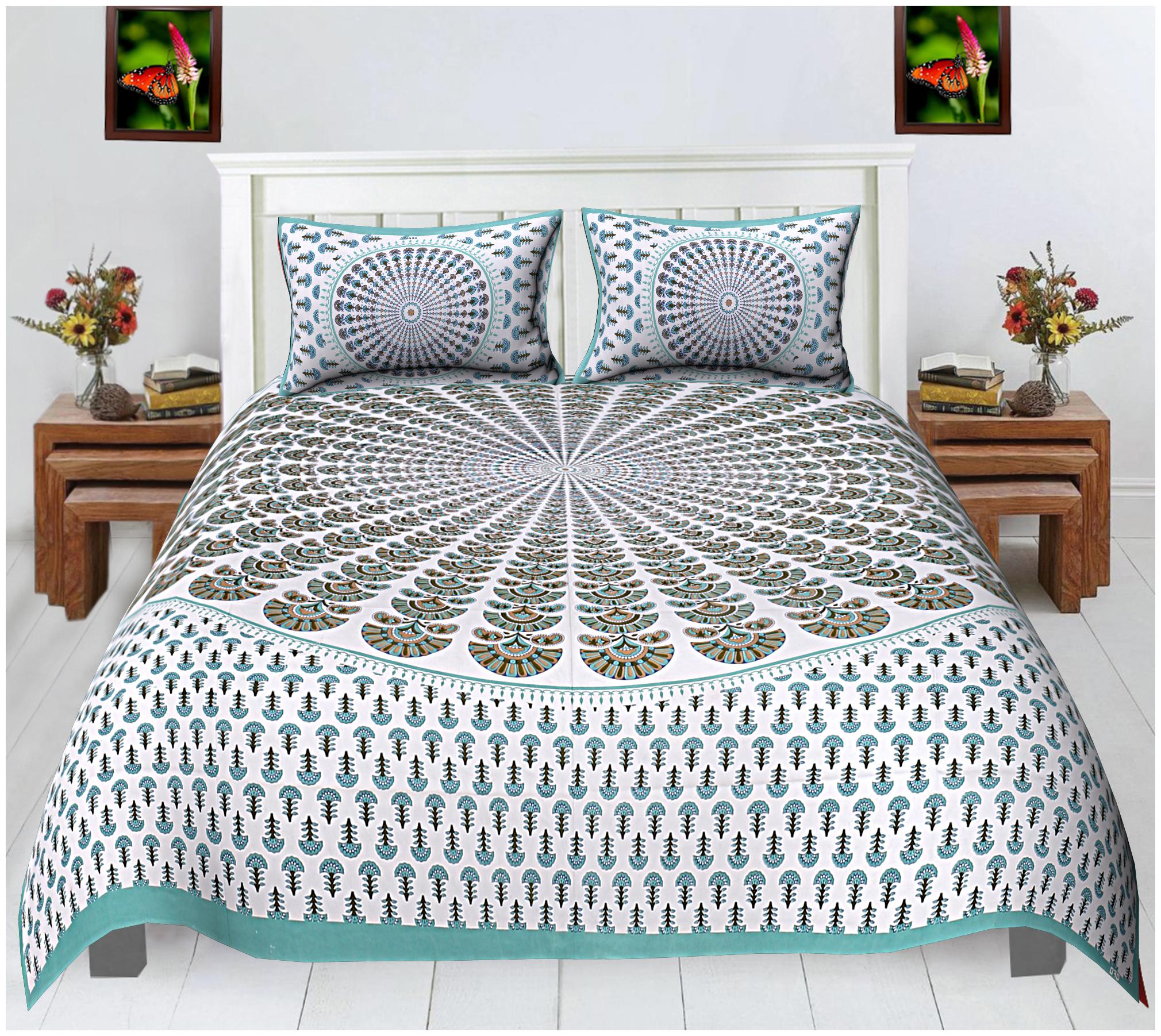 

FLORENCE CRAFT Cotton Printed Double Size Bedsheet ( 1 Bedsheet With 2 Pillow Covers Multi )