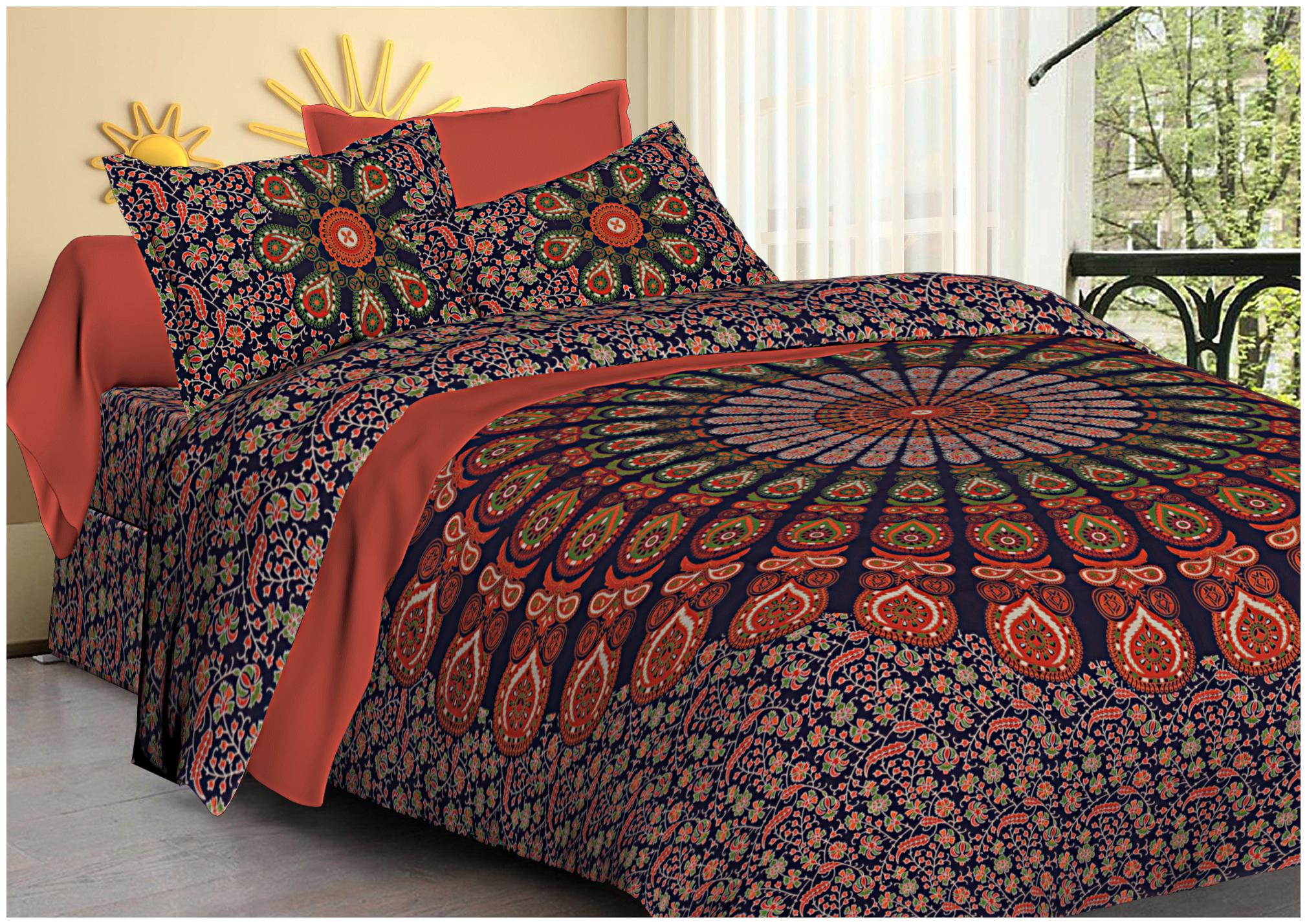 

FLORENCE CRAFT Cotton Floral Double Size Bedsheet ( 1 Bedsheet With 2 Pillow Covers Multi )