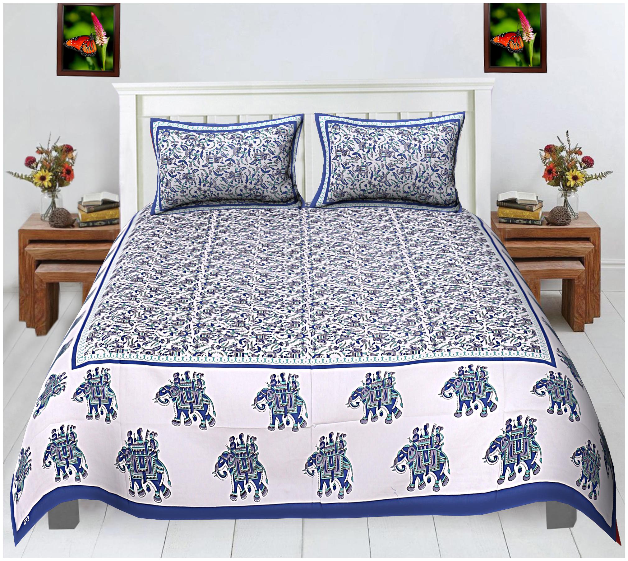 

FLORENCE CRAFT Cotton Printed Double Size Bedsheet ( 1 Bedsheet With 2 Pillow Covers Multi )