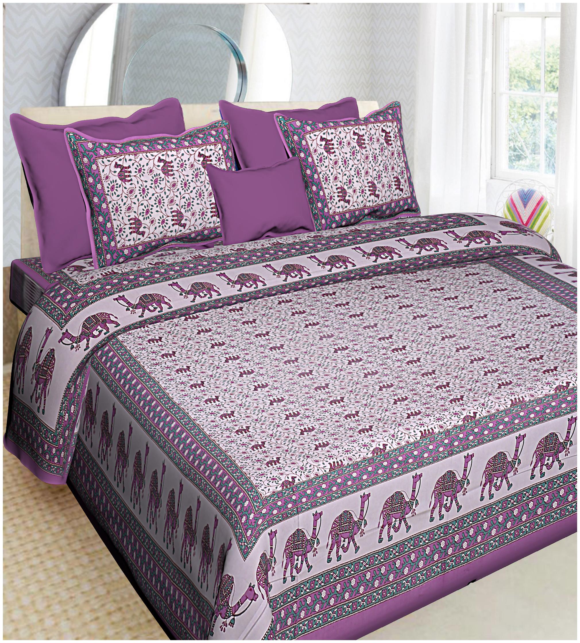 

FLORENCE CRAFT Cotton Printed Double Size Bedsheet ( 1 Bedsheet With 2 Pillow Covers Multi )
