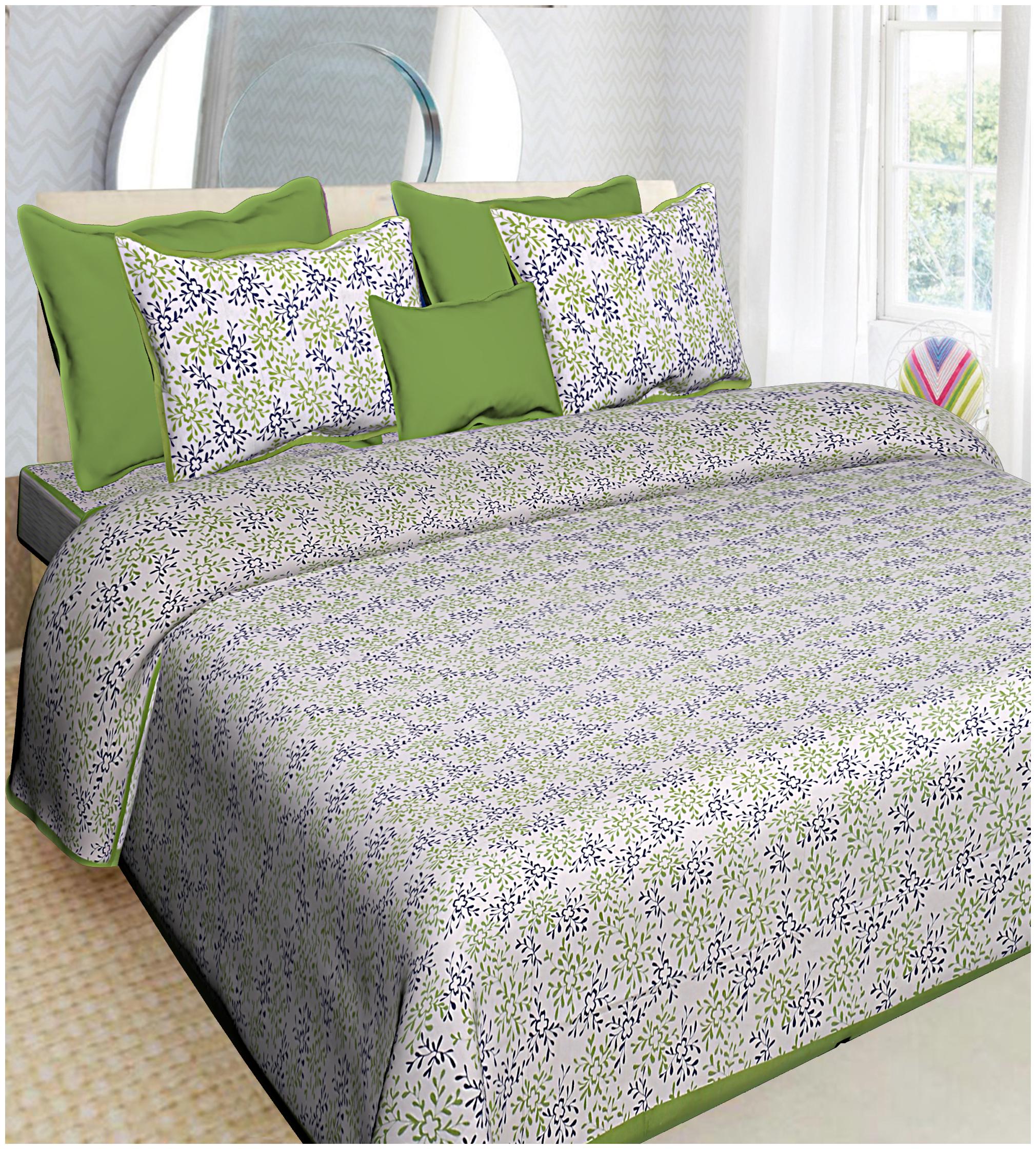 

FLORENCE CRAFT Cotton Floral Double Size Bedsheet ( 1 Bedsheet With 2 Pillow Covers Multi )