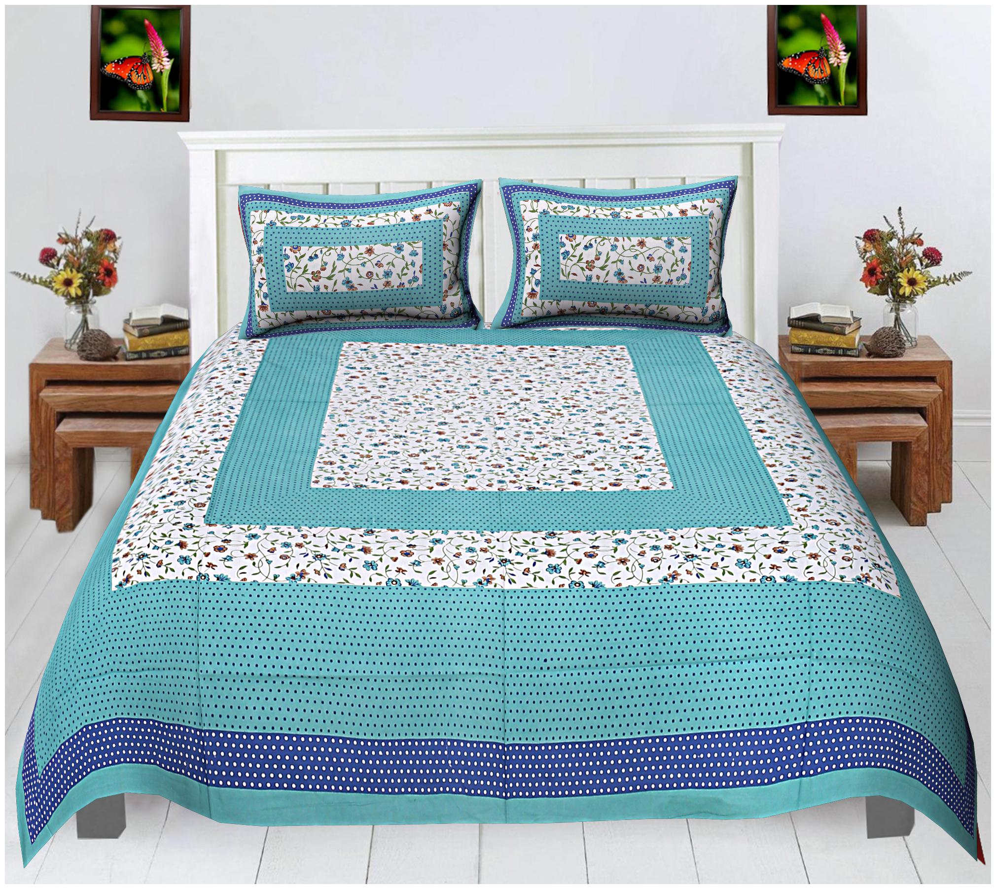

FLORENCE CRAFT Cotton Floral Double Size Bedsheet ( 1 Bedsheet With 2 Pillow Covers Multi )