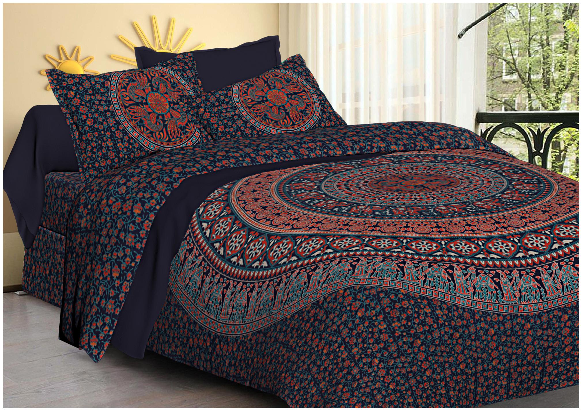 

FLORENCE CRAFT Cotton Floral Double Size Bedsheet ( 1 Bedsheet With 2 Pillow Covers Multi )