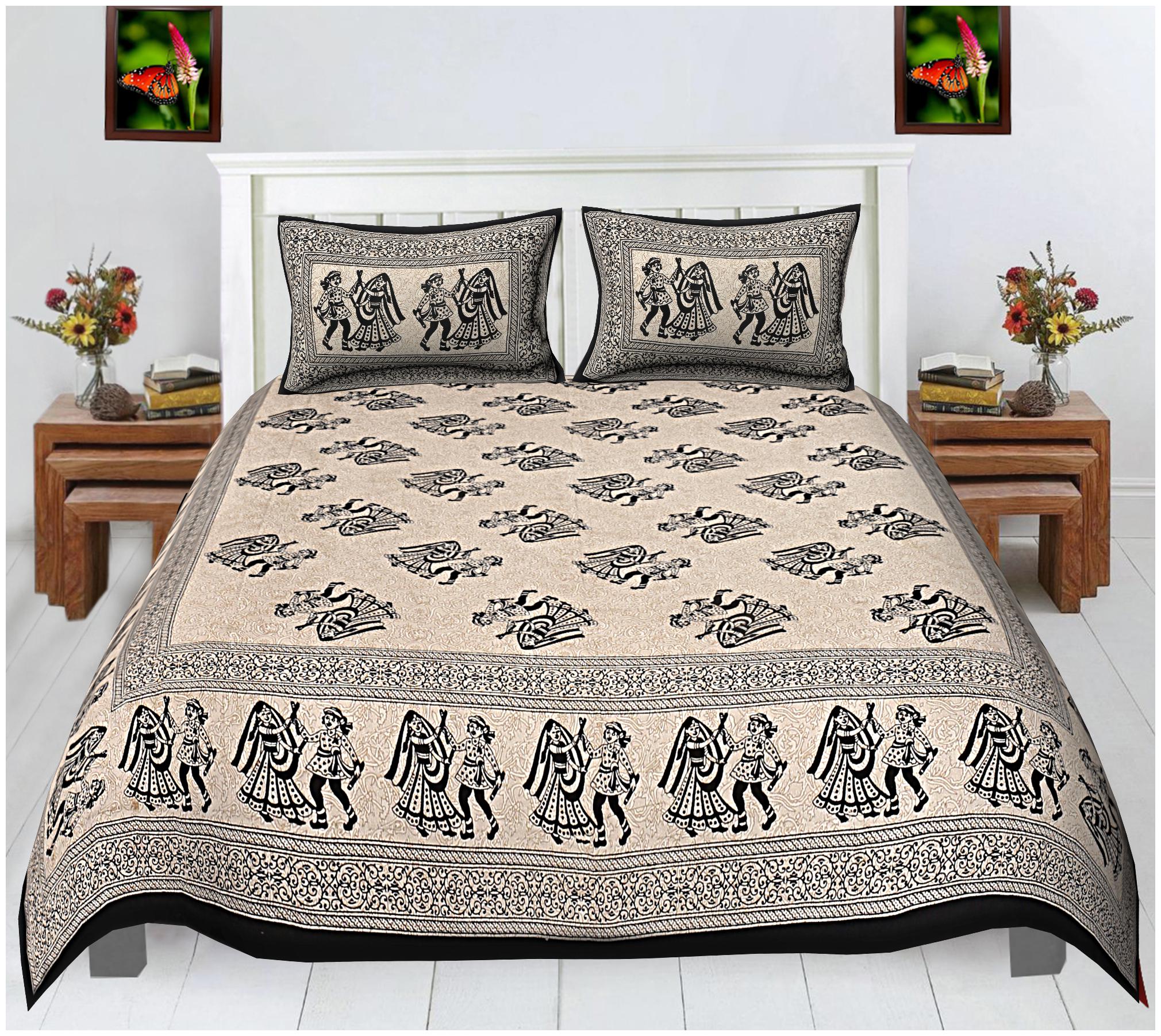 

FLORENCE CRAFT Cotton Printed Double Size Bedsheet ( 1 Bedsheet With 2 Pillow Covers Multi )