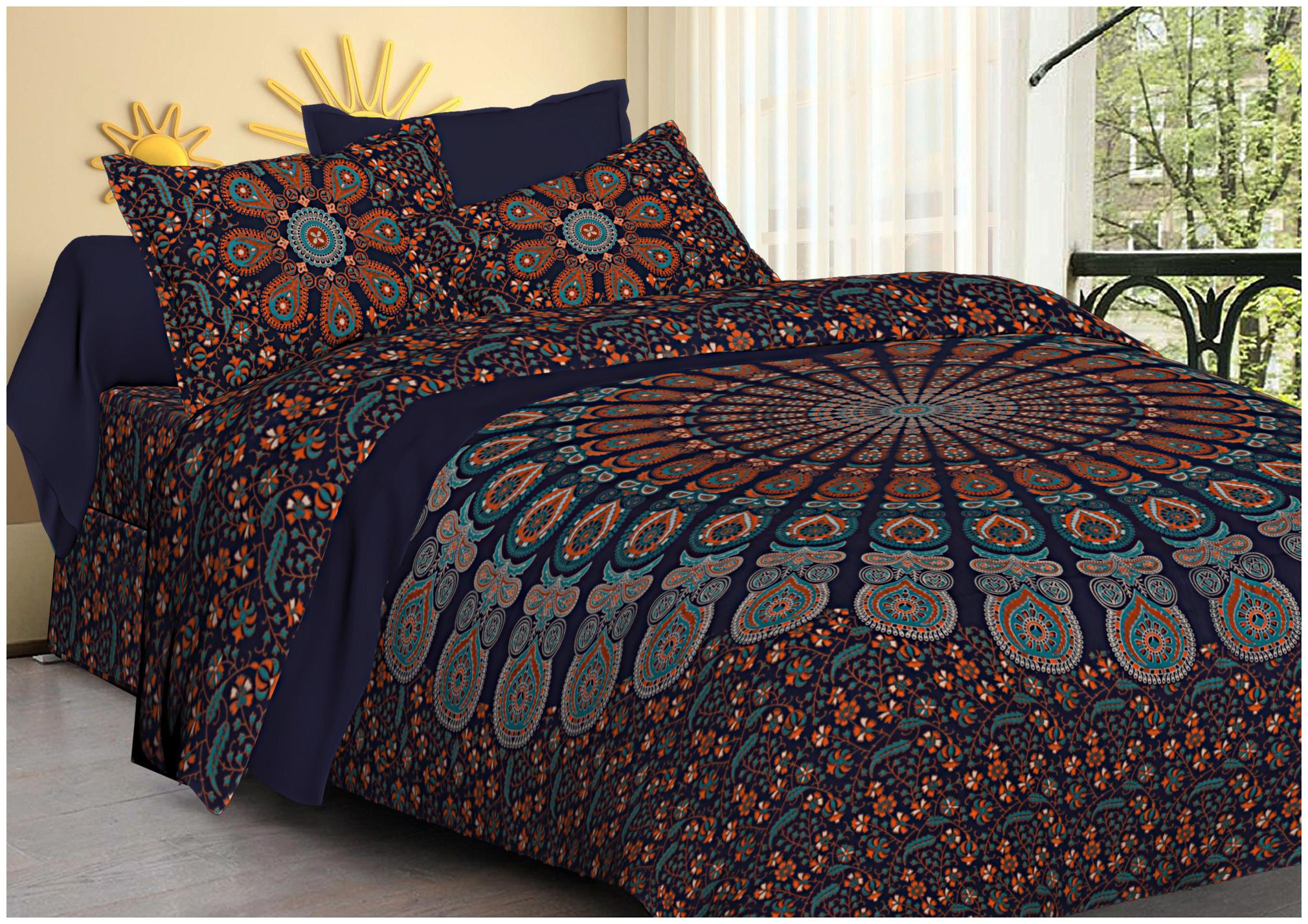 

FLORENCE CRAFT Cotton Floral Double Size Bedsheet ( 1 Bedsheet With 2 Pillow Covers Multi )