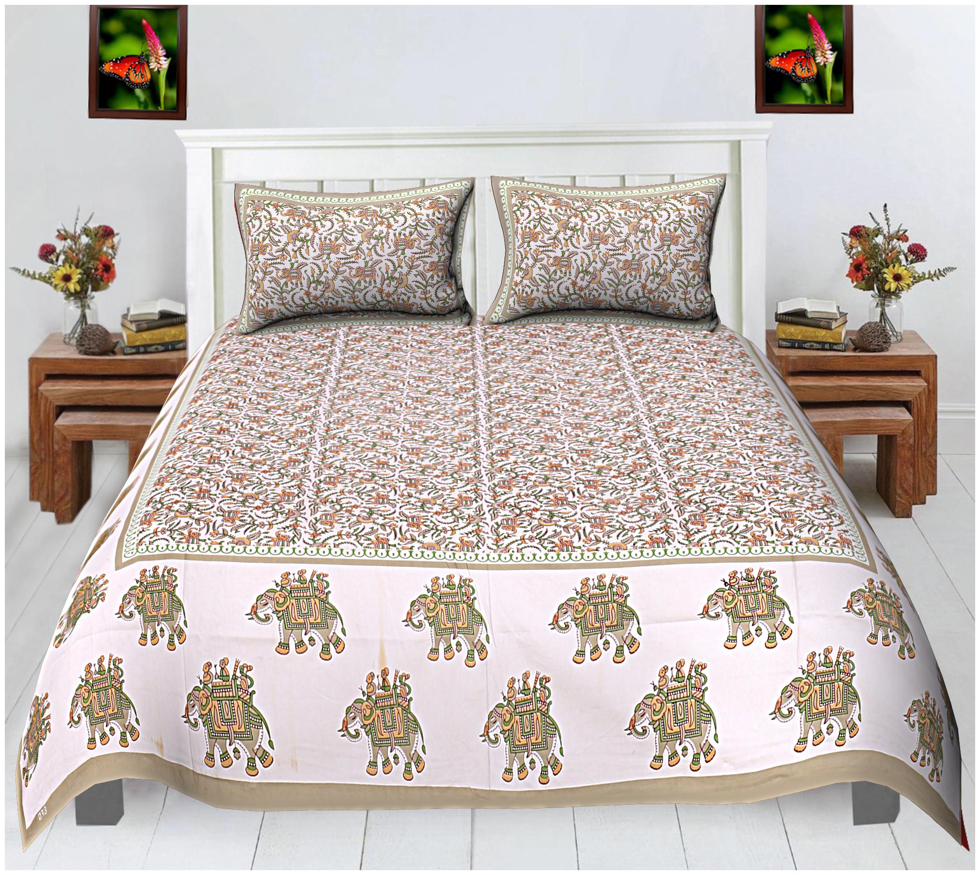 

FLORENCE CRAFT Cotton Printed Double Size Bedsheet ( 1 Bedsheet With 2 Pillow Covers Multi )