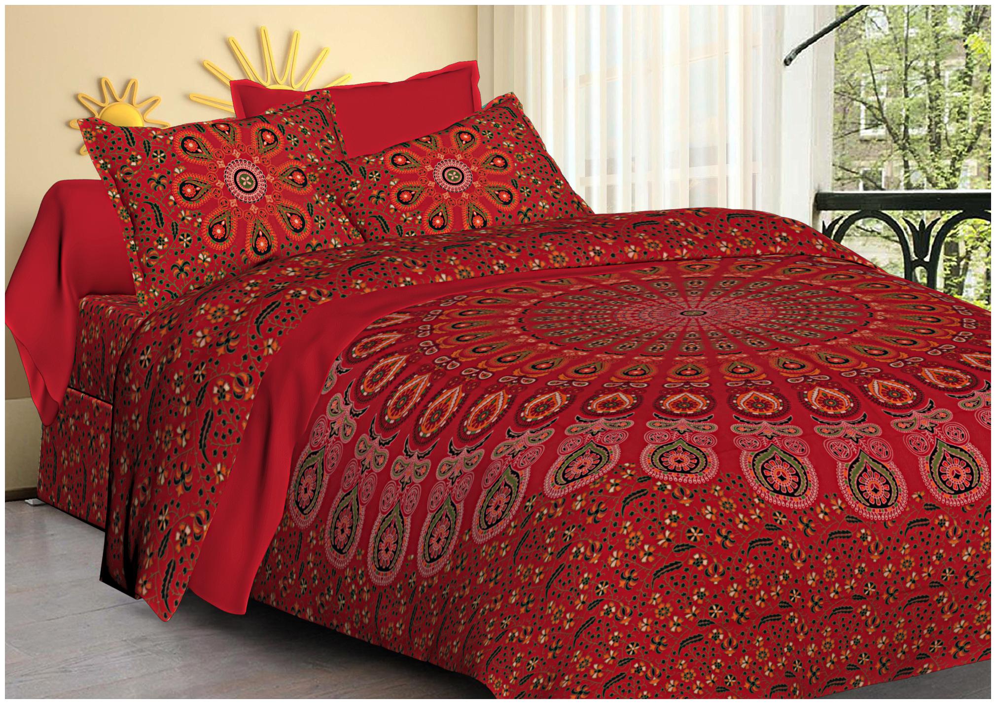 

FLORENCE CRAFT Cotton Floral Double Size Bedsheet ( 1 Bedsheet With 2 Pillow Covers Multi )
