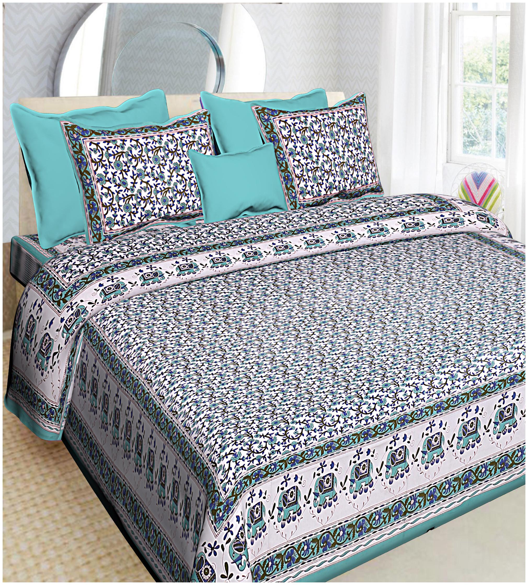 

FLORENCE CRAFT Cotton Printed Double Size Bedsheet ( 1 Bedsheet With 2 Pillow Covers Multi )