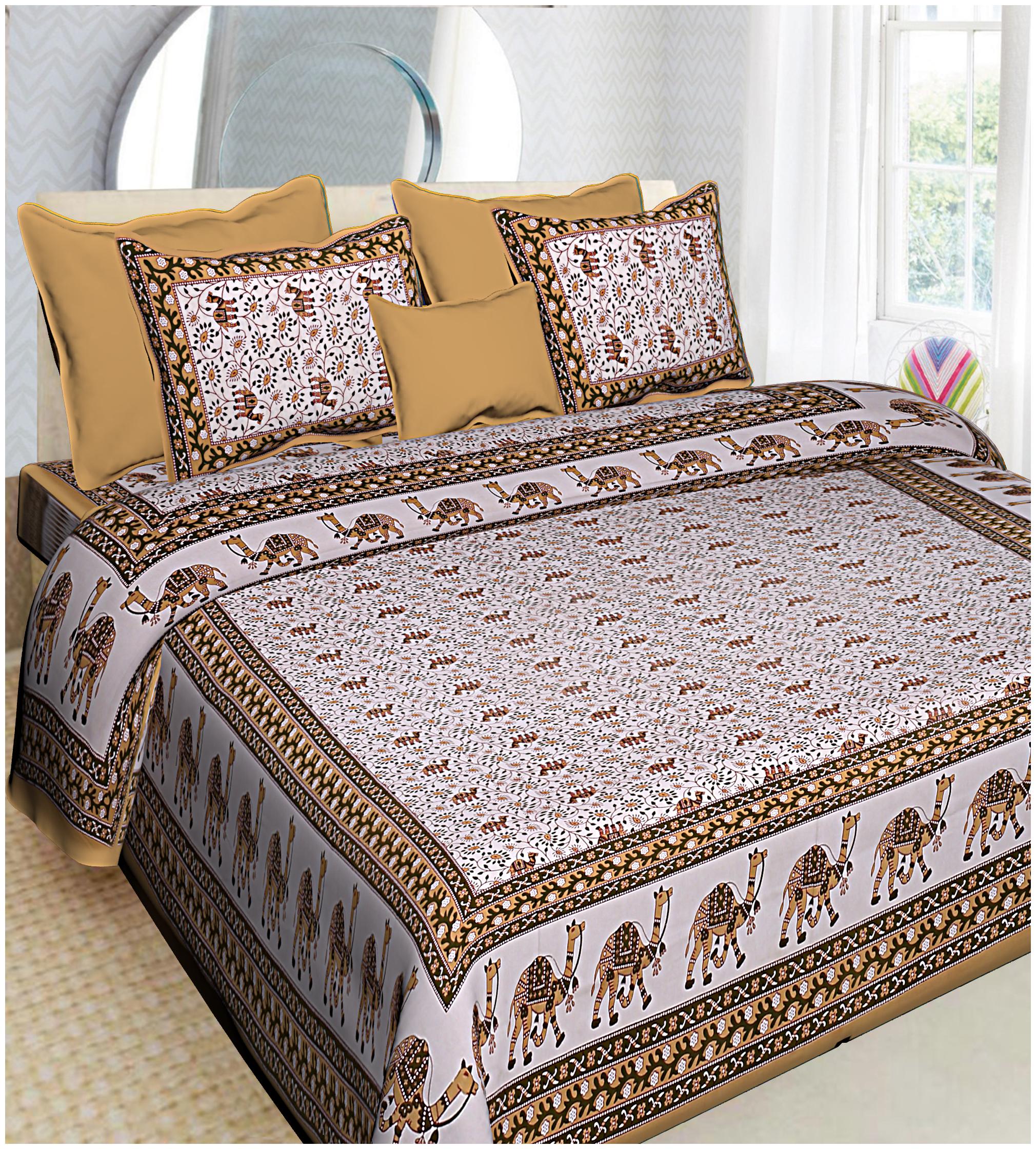 

FLORENCE CRAFT Cotton Printed Double Size Bedsheet ( 1 Bedsheet With 2 Pillow Covers Multi )