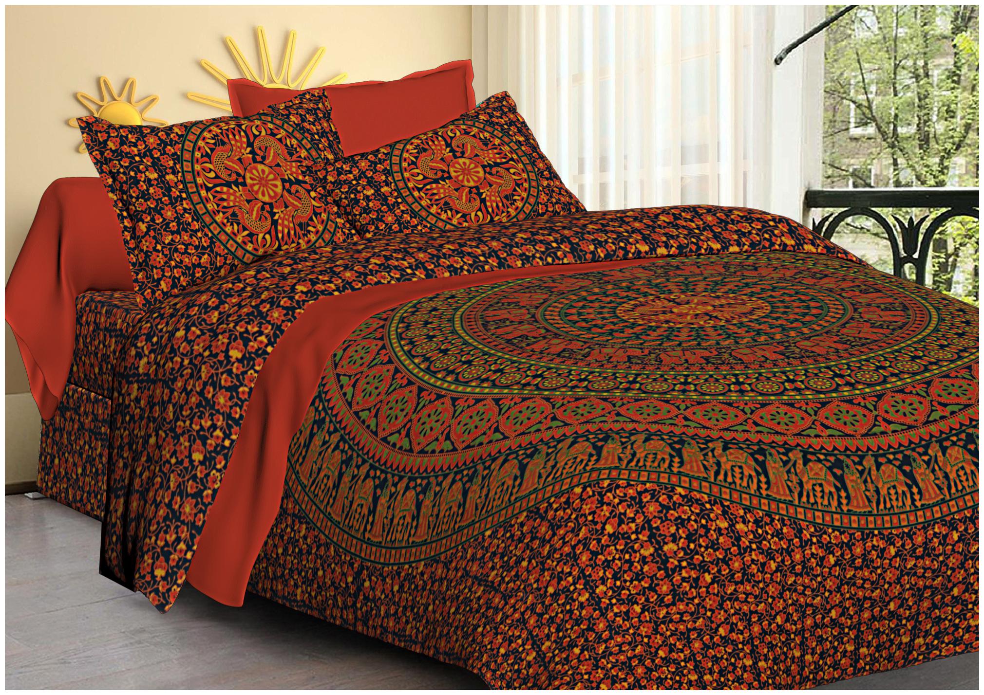 

FLORENCE CRAFT Cotton Floral Double Size Bedsheet ( 1 Bedsheet With 2 Pillow Covers Multi )