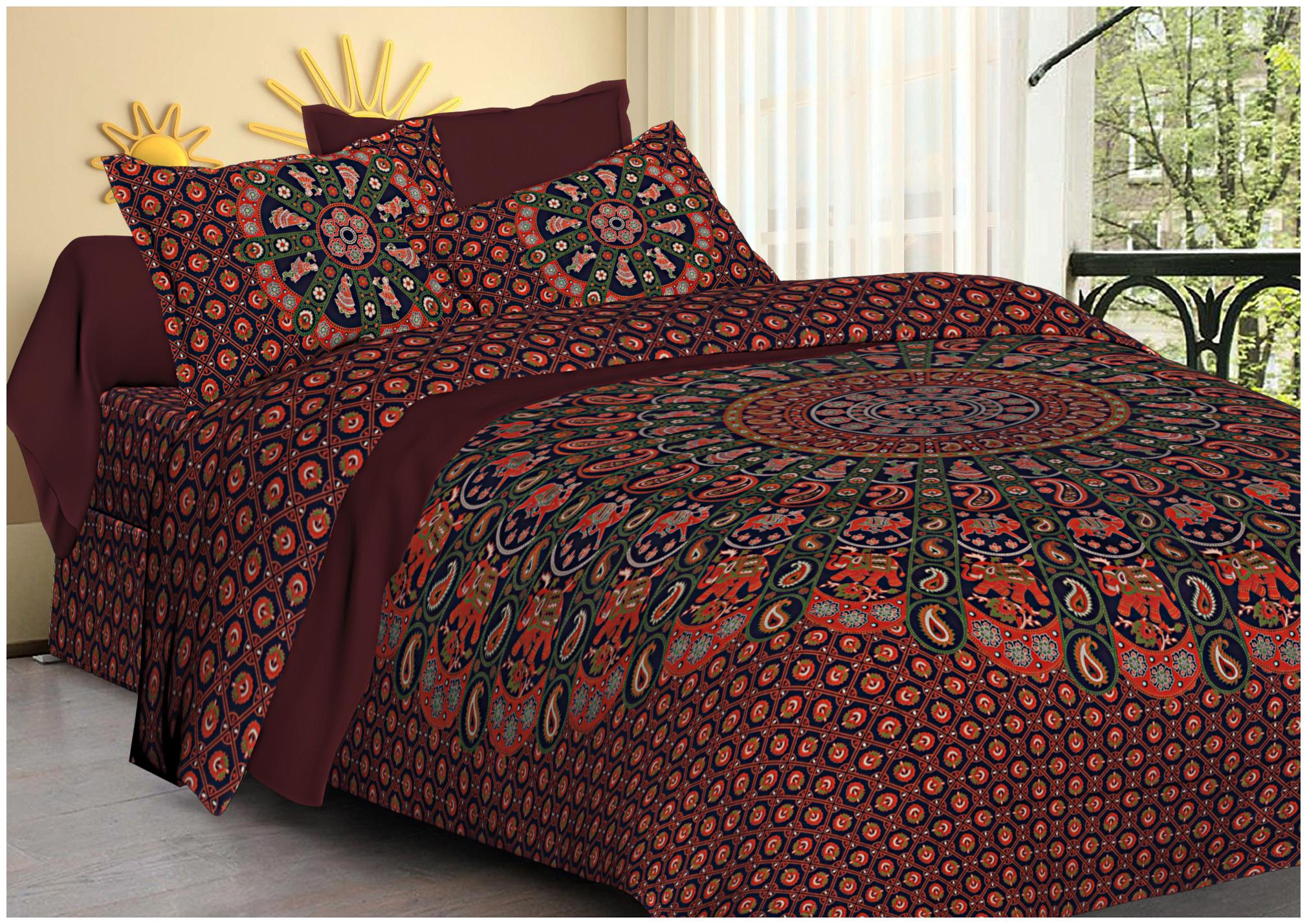 

FLORENCE CRAFT Cotton Floral Double Size Bedsheet ( 1 Bedsheet With 2 Pillow Covers Multi )