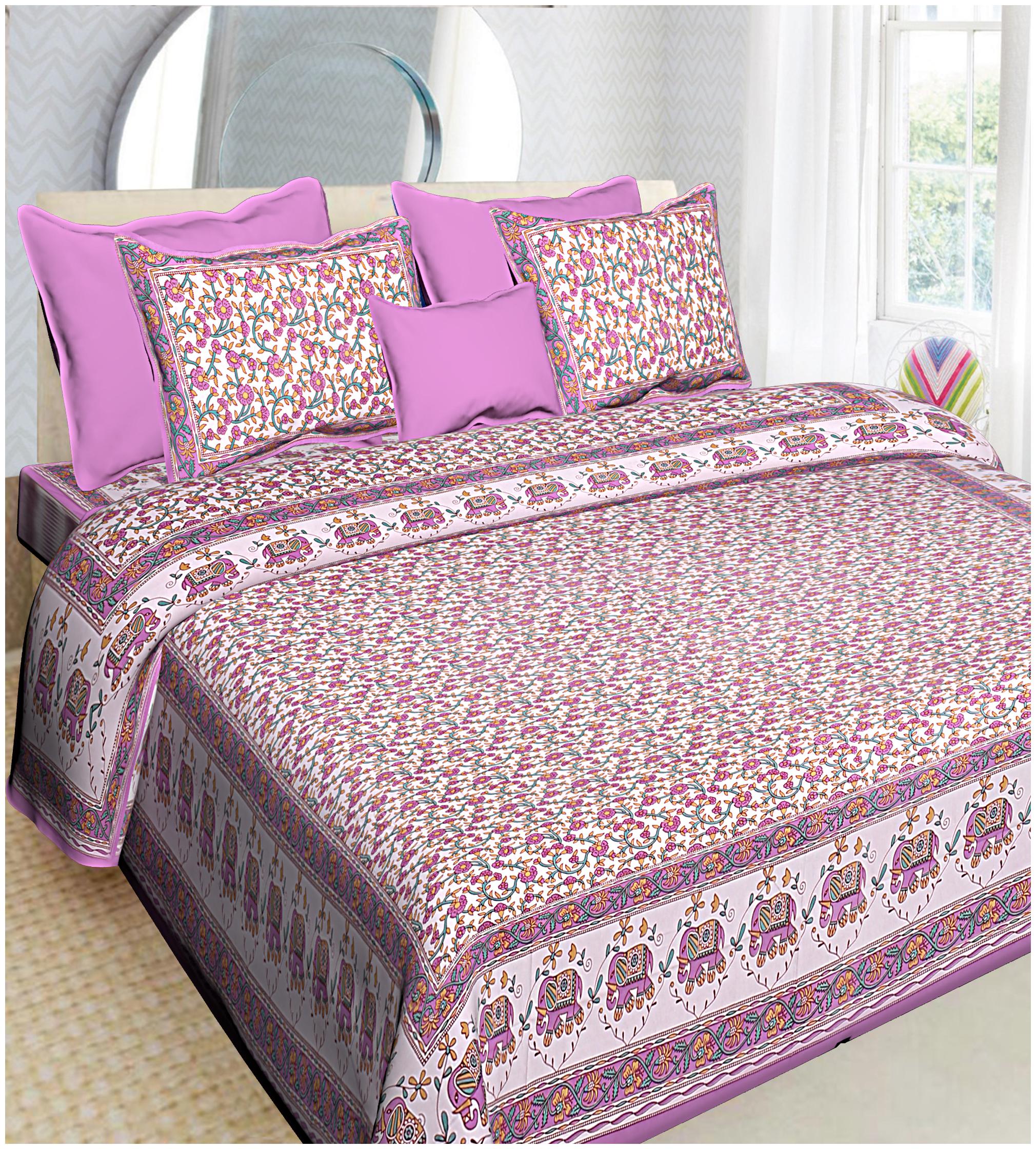 

FLORENCE CRAFT Cotton Printed Double Size Bedsheet ( 1 Bedsheet With 2 Pillow Covers Multi )
