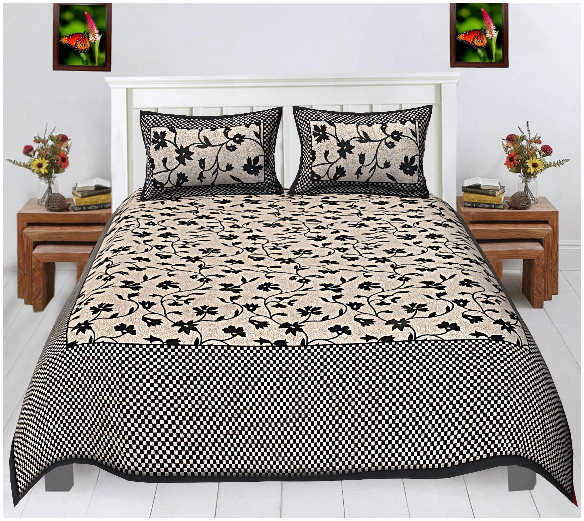 

FLORENCE CRAFT Cotton Floral Double Size Bedsheet ( 1 Bedsheet With 2 Pillow Covers Multi )