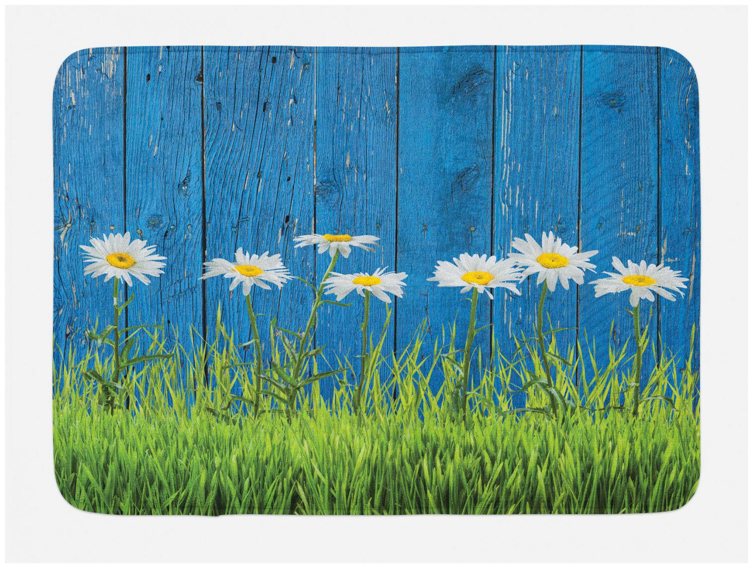

Flower Bath Mat Spring Grass and Daisy Non-Slip Plush Mat 29 5 X 17 5 Inches