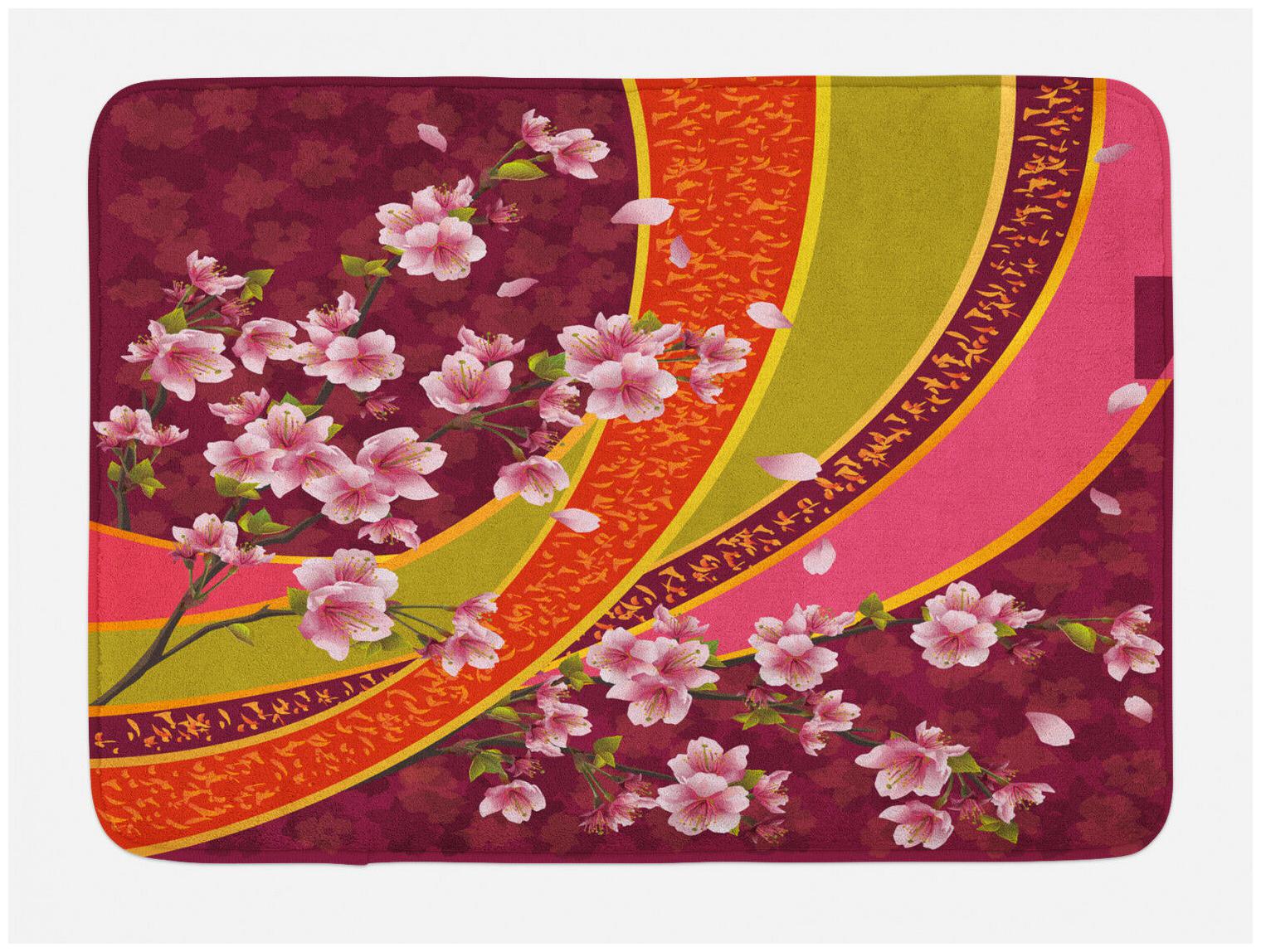 

Flower Bath Mat Sakura Blossom Japanese Non-Slip Plush Mat 29 5 X 17 5 Inches