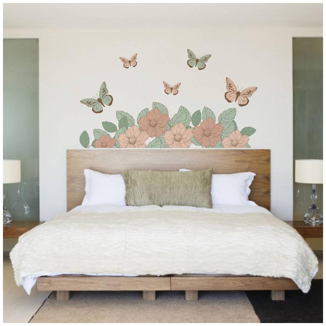 

Rawpockets Wall Stickers Flowers and Butterfly Decorative - Bed Room