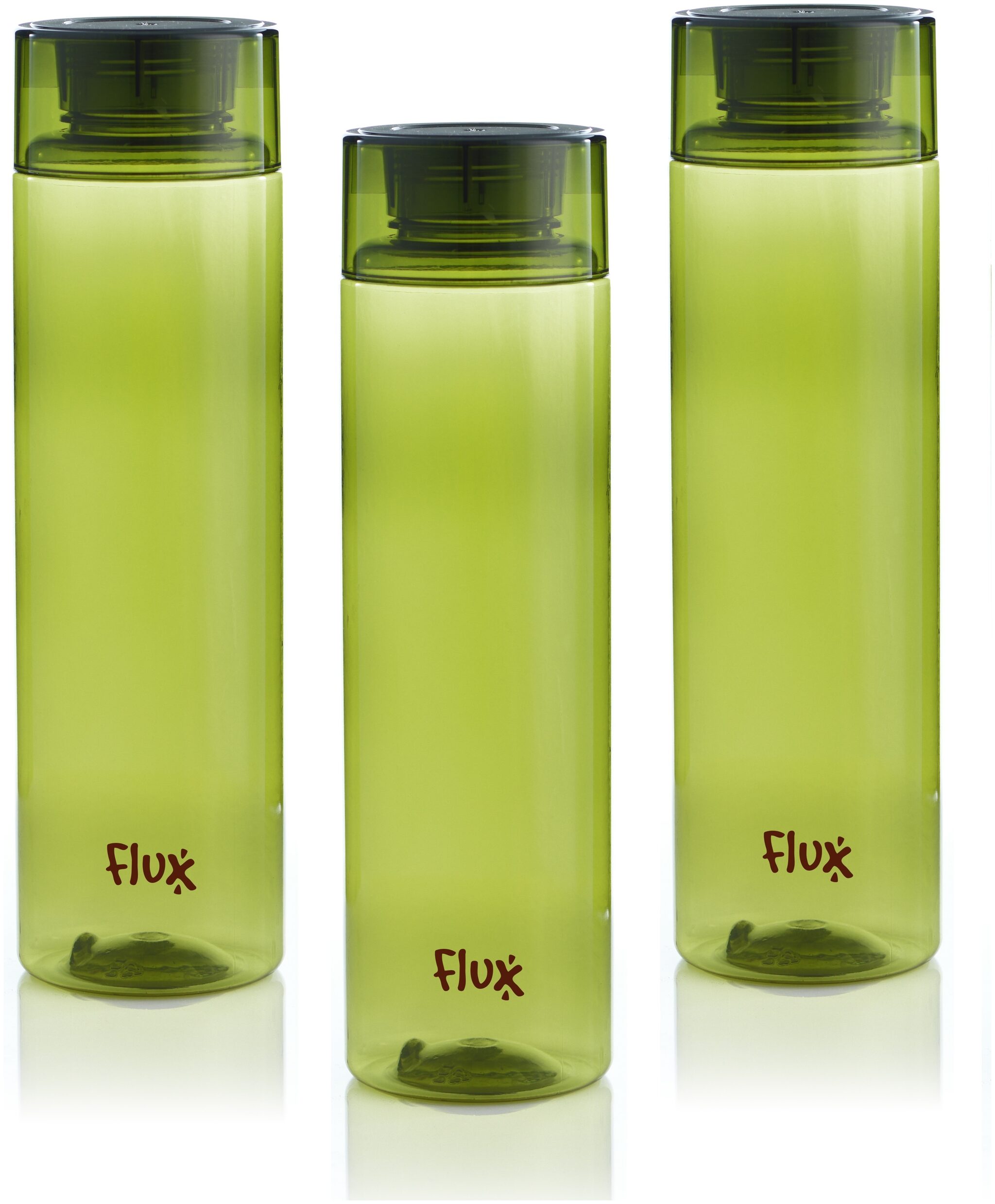 

Flux PET Green Water Bottle ( 1000 ml Set of 3 )