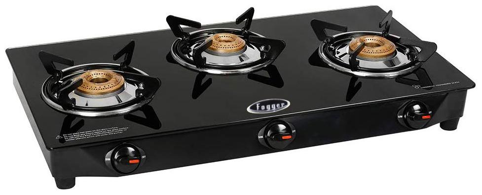 

Fogger 3 Burner Regular Black Gas Stove ISI Certified