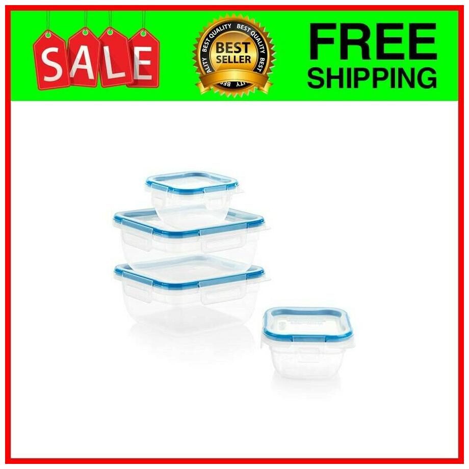 

Food Storage 8 Piece Set Rectangular Plastic Container BPA Free Microwave Safe