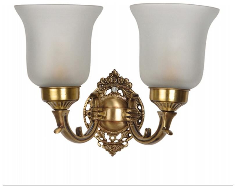 

Fos Lghting Small Traditional Brass Double Wall Light