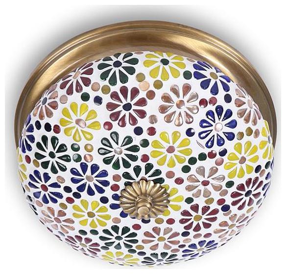

Fos Lighting Multicolored Mosaic Brass Ceiling Lamp-Large