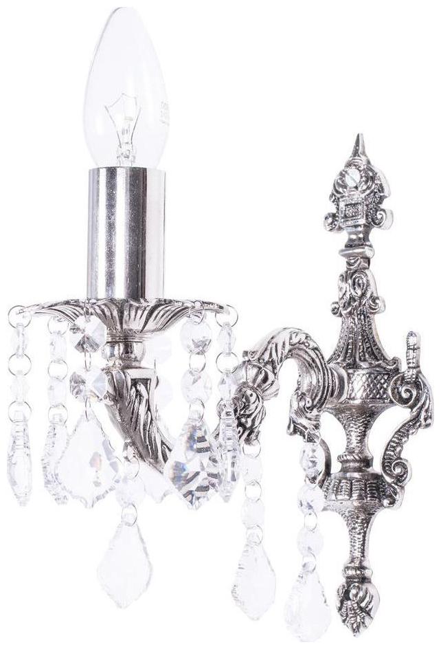 

Fos Lighting Dainty English Silver Antique Crystal Single Wall Sconce